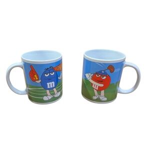 Vintage 2003 M&Ms Galerie Sports Coffee Mugs Set of 2 Baseball Golf Cheerleader